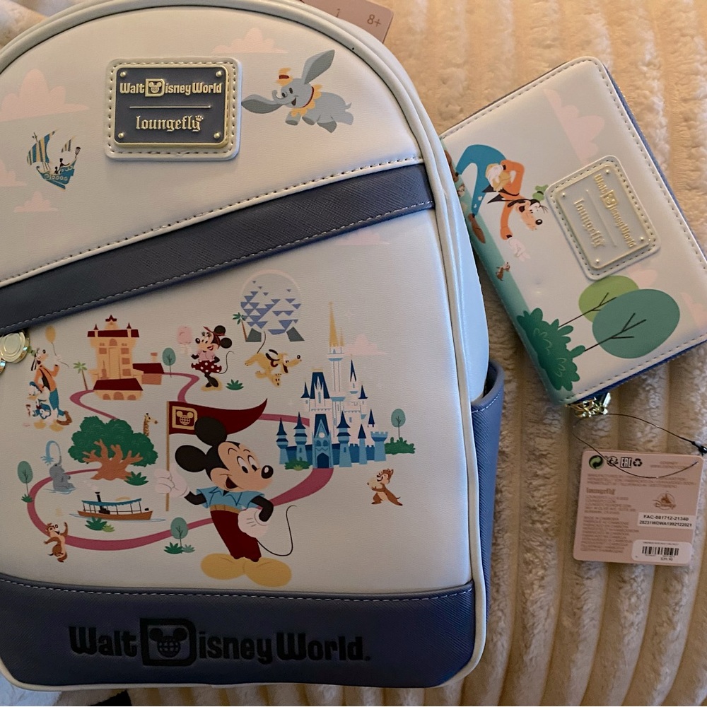 Loungefly Disney World 50th Anniversary Mickey Mouse Resort Backpack & Wallet
